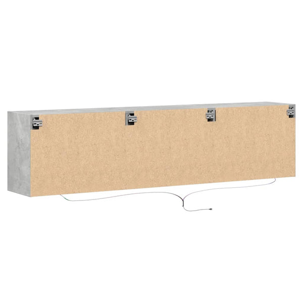 TV-seinäkaappi LED-valoilla betoninharmaa 180x31x45 cm