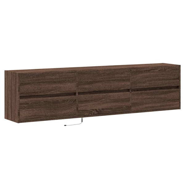 TV-seinäkaappi LED-valoilla ruskea tammi 180x31x45 cm
