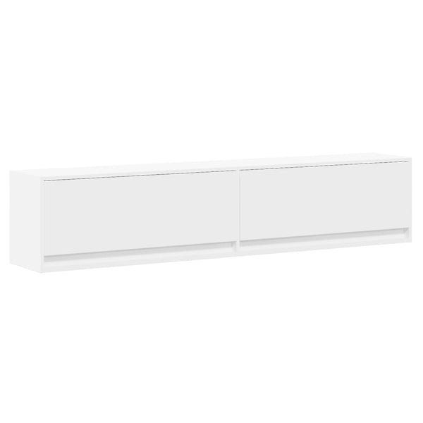 TV-seinäkaappi LED-valoilla valkoinen 180x31x38 cm