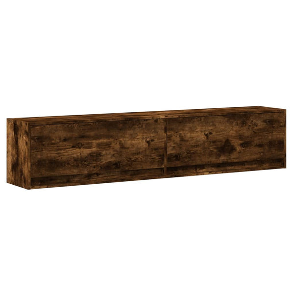 TV-seinäkaappi LED-valoilla savutammi 180x31x38 cm