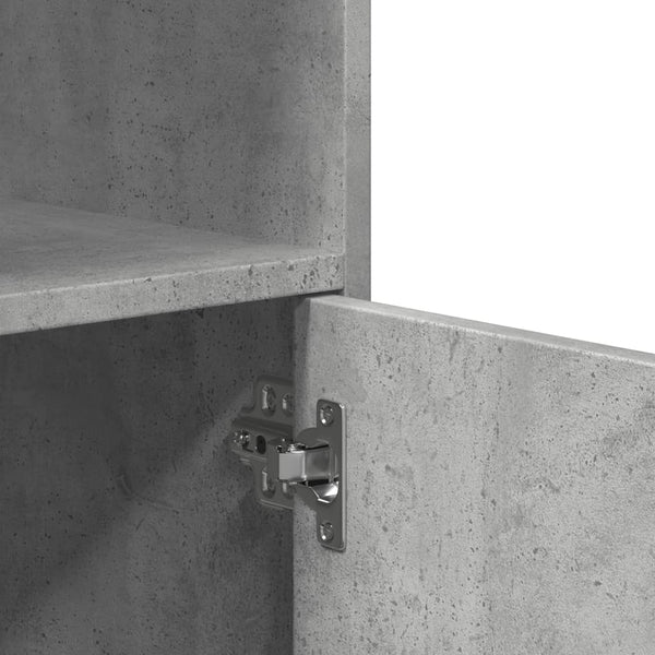 Kaappi pyörillä betoninharmaa 55x40x91 cm lastulevy