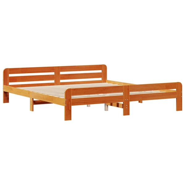 Sängynrunko ilman patjaa vahanruskea 200x200 cm täysi mänty