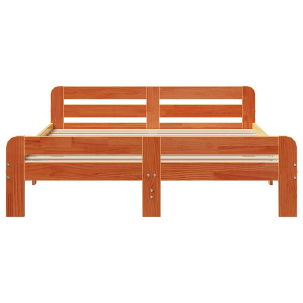 Sängynrunko ilman patjaa vahanruskea 160x200 cm täysi mänty