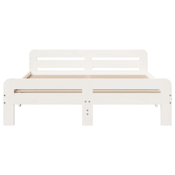 Sängynrunko ilman patjaa valkoinen 140x200 cm täysi mänty