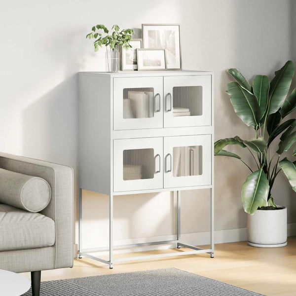Valkoinen highboard Elmar 68x39x107cm (teräs)