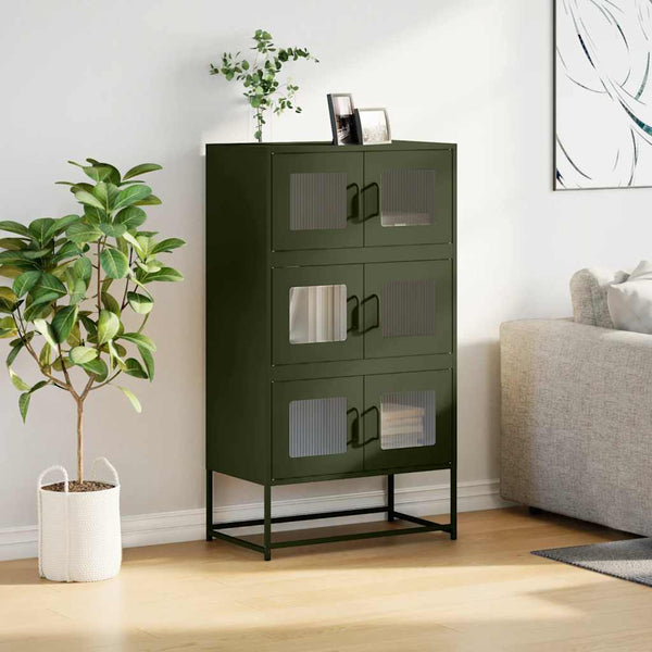 Oliivinvihreä highboard Elmar 68x39x123cm (teräs)