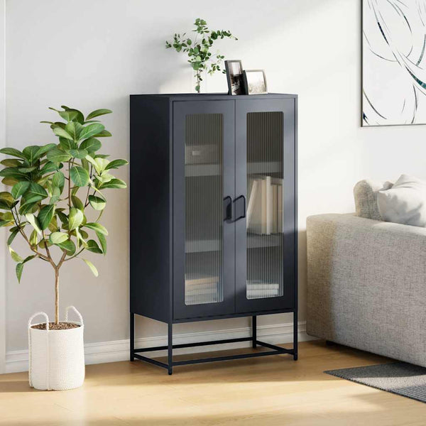 Antrasiitti highboard Socrati 68x39x123cm (terästä)