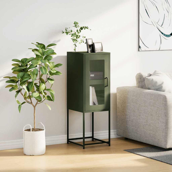 Oliivinvihreä senkki Pandelina 36x39x107cm (kylmävalssattu teräs)