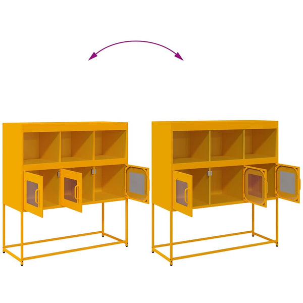 Sinapinkeltainen senkki Aldo 100,5x39x107cm (kylmävalssattu teräs)