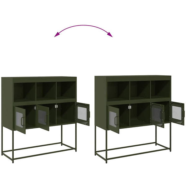 Oliivinvihreä senkki Aldo 100,5x39x107cm (kylmävalssattu teräs)