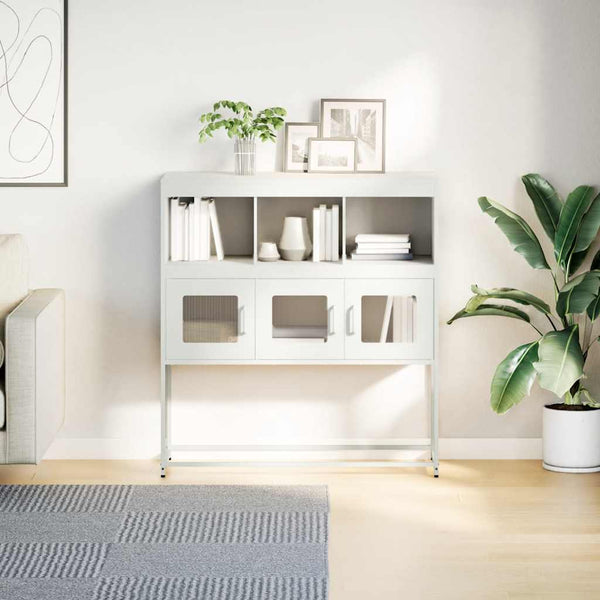 Valkoinen senkki Aldo 100,5x39x107cm (kylmävalssattu teräs)