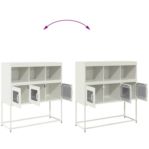 Valkoinen senkki Aldo 100,5x39x107cm (kylmävalssattu teräs)