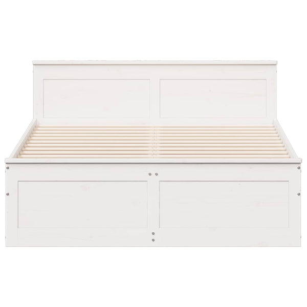 Sängynrunko ilman patjaa valkoinen 140x200 cm täysi mänty