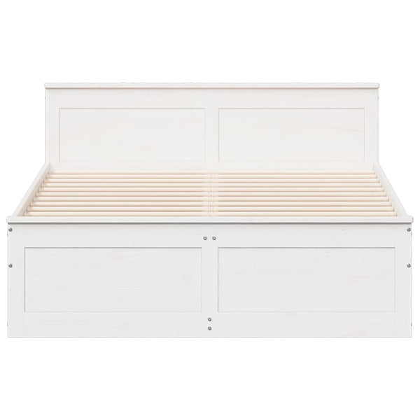 Sängynrunko ilman patjaa valkoinen 140x190 cm täysi mänty