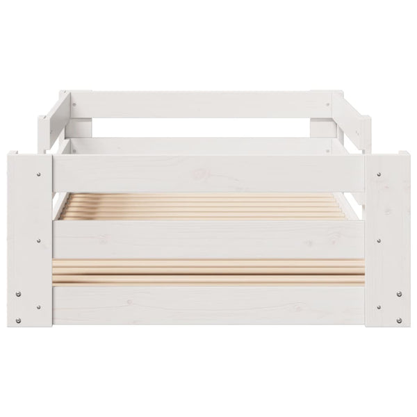 Sängynrunko ilman patjaa valkoinen 90x200 cm täysi mänty