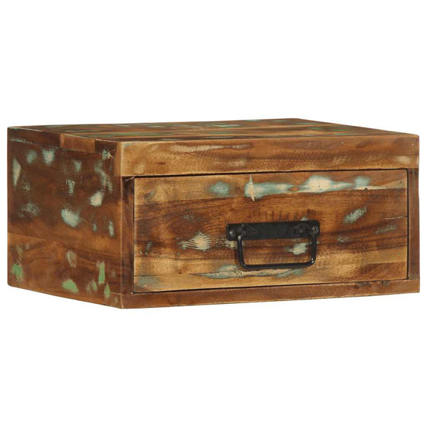 Seinälle asennettavat yöpöydät Csepela (2 kpl kierrätetty massiivipuuta)