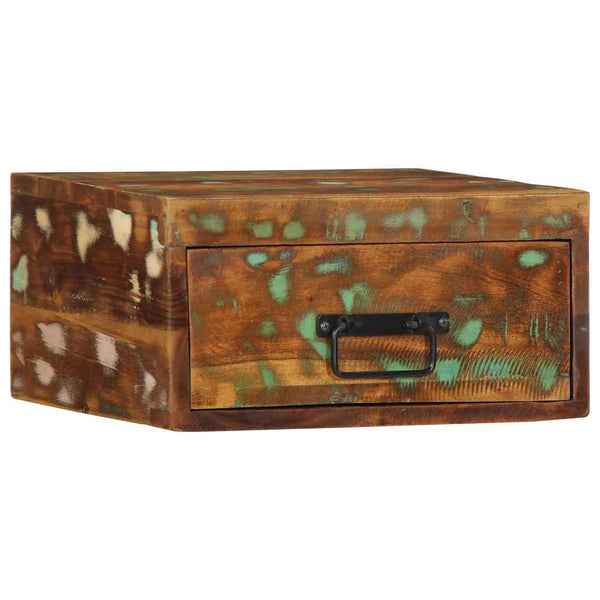 Seinälle asennettavat yöpöydät Csepela (2 kpl kierrätetty massiivipuuta)