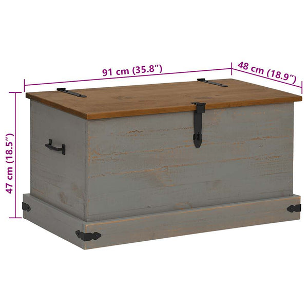 Harmaa säilytysarkku halden Hayes 91x48x47cm (massiivipuu mänty)