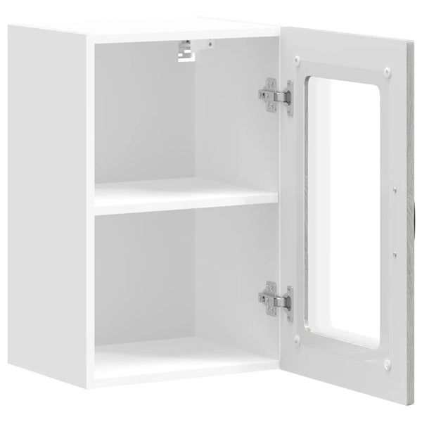 Harmaa keittiön seinäkaappi lasiovella Tacue (kalmar sonoma)