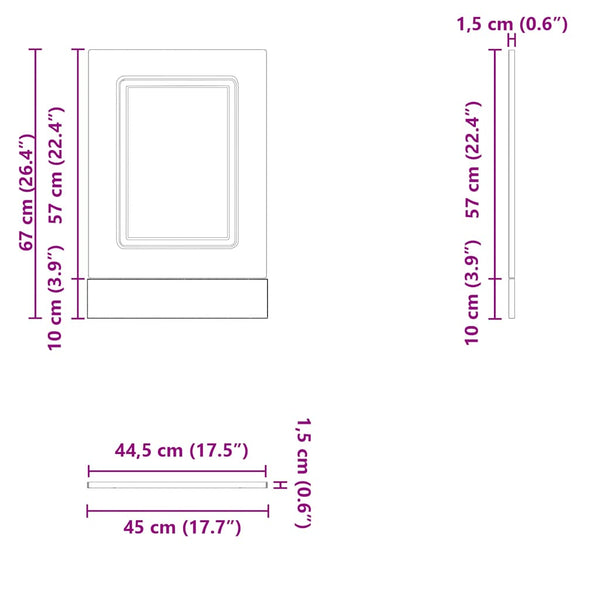 Betonin harmaa astianpesukonepaneeli kalmar Tacue 45x1,5x67cm