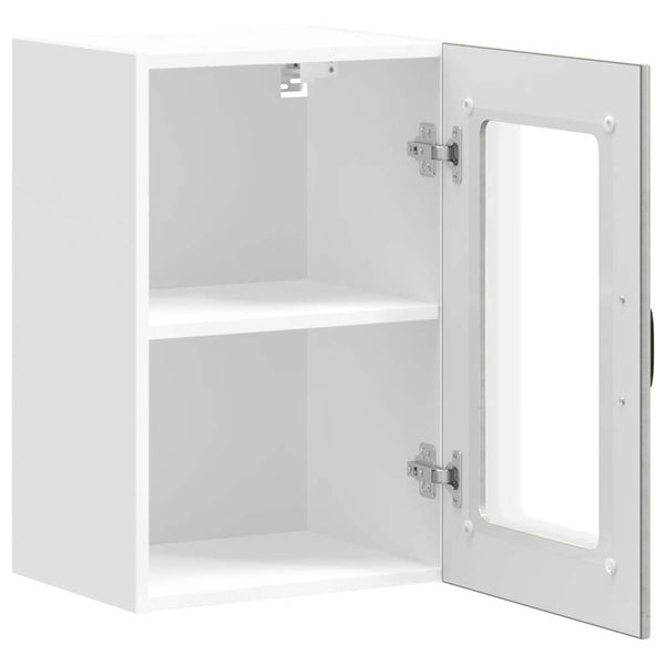 Betoniharmaa keittiön seinäkaappi Armie (lasiovella lucca)