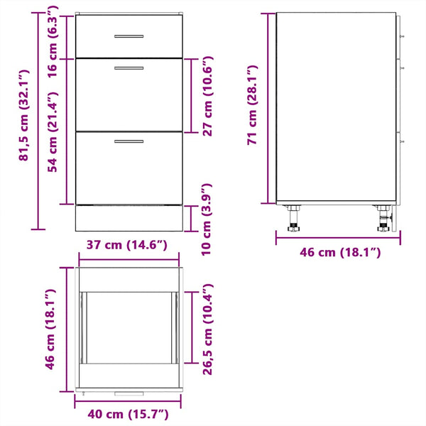 Musta alakaappi Pompilas 40x46x81,5cm (engineered wood)