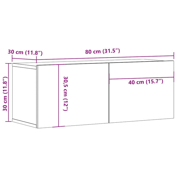 Artesaani tammi tv-seinäkaappi Jayde 80x30x30cm (puinen)