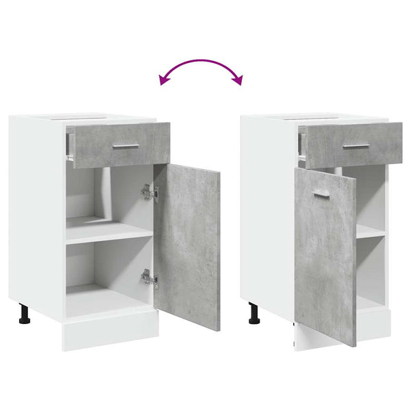 Betoninharmaa alalipastokaappi Pompilas 40x46x81,5cm (lastulevy)