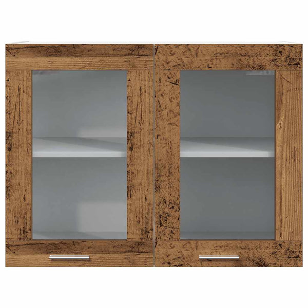 Vanha puu riippuva lasikaappi Pompilas 80x31x60cm (puinen)