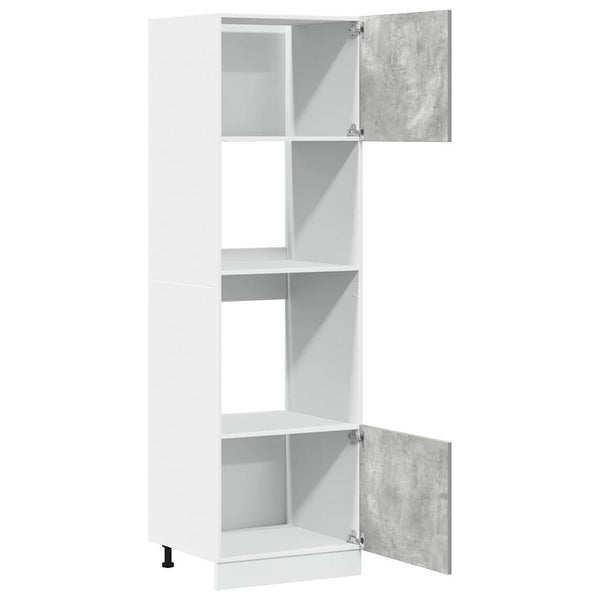 Betoninharmaa mikroaaltouunin kaappi Pompilas 60x57x207cm (lastulevy)