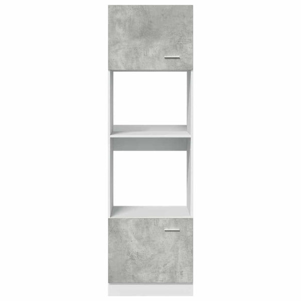Betoninharmaa mikroaaltouunin kaappi Pompilas 60x57x207cm (lastulevy)