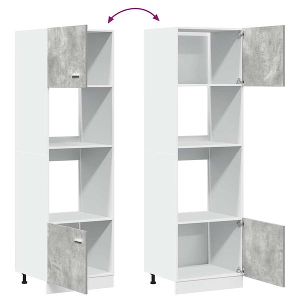 Betoninharmaa mikroaaltouunin kaappi Pompilas 60x57x207cm (lastulevy)