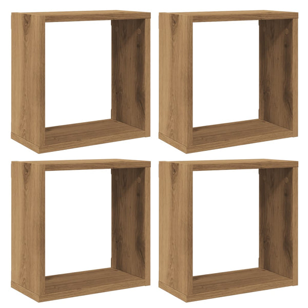 Wall cube hyllyt Tinculina (4 kpl käsityöläinen tammi puinen)