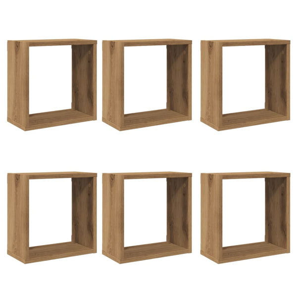 Wall cube hyllyt Tinculina (6 kpl käsityöläinen tammi puinen)