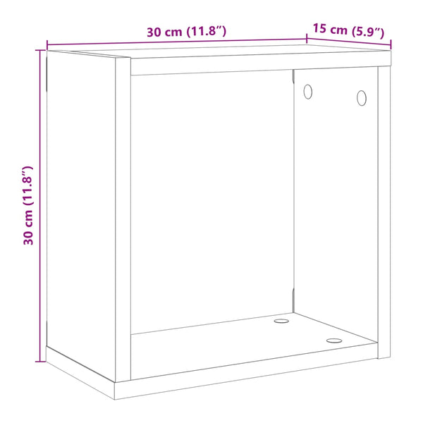 Wall cube hyllyt Tinculina (6 kpl käsityöläinen tammi puinen)