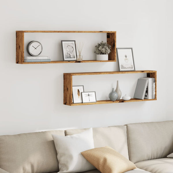 Vanha puu kuutioseinähyllyt Tinculina 100x15x30cm (2 kpl lastulevy)