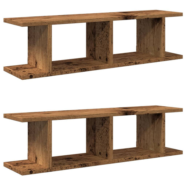 Seinähyllyt 2 kpl vanhaa puuta 75x18x20 cm tekninen puu