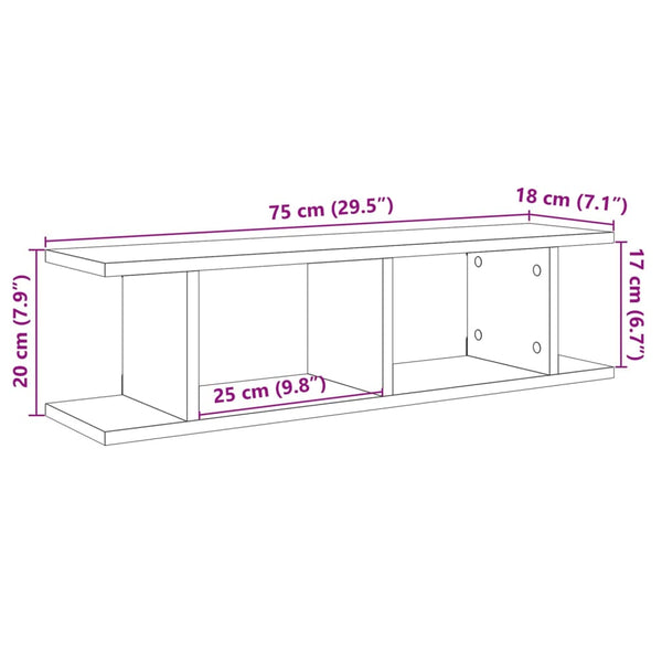 Seinähyllyt 2 kpl käsityöläinen tammi 75x18x20 cm tekninen puu