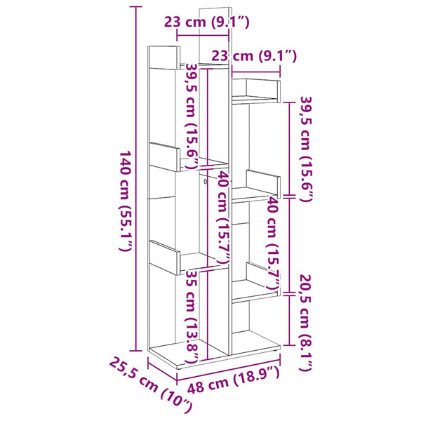 Kirjahylly vanhaa puuta 48x25,5x140 cm lastulevy