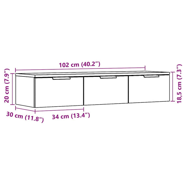 TV-seinäkaappi artesaani tammi 102x30x20 cm tekninen puu