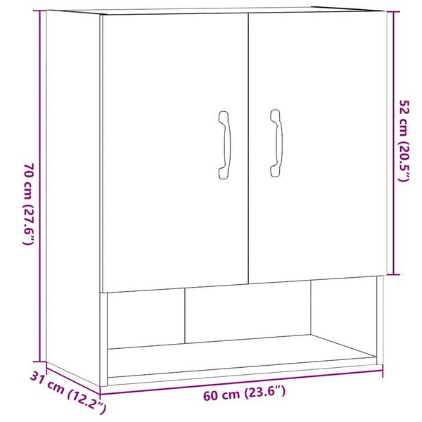 Seinäkaappi käsityöläinen tammi 60x31x70 cm tekninen puu