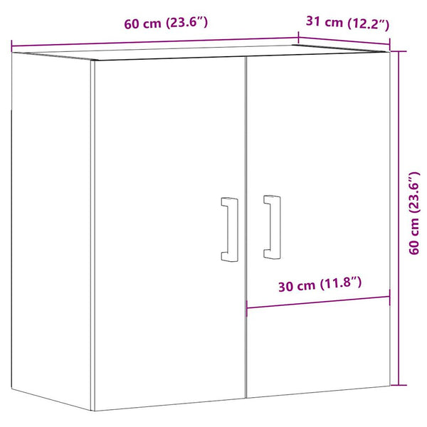 Seinäkaappi vanha puu 60x31x60 cm tekninen puu