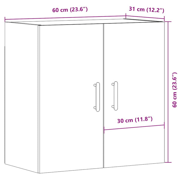 Seinäkaappi vanha puu 60x31x60 cm tekninen puu