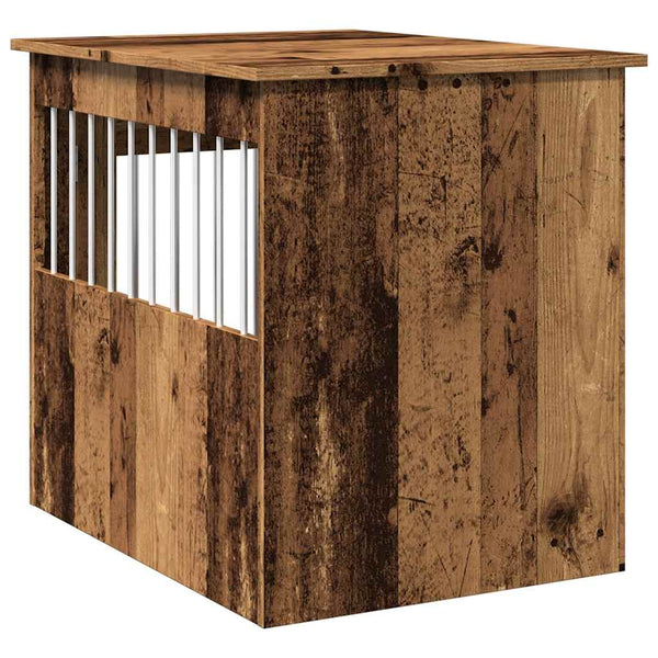 Vanha puu koiran häkkihuonekalut Lebada 55x75x65cm (suunniteltu puu)