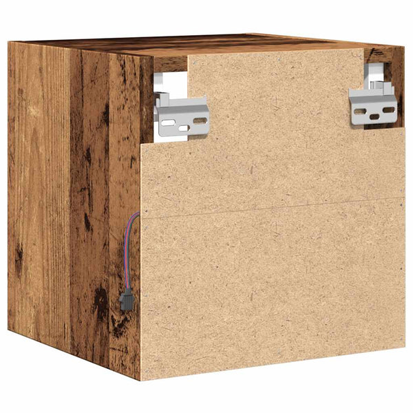 TV-seinäkaapit LED-valoilla 2 kpl vanha puu 30x28,5x30 cm