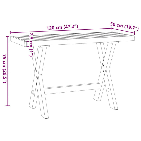 Työpöytä noain x-muotoiset jalat Edu 120x50x75cm (massiivipuu mänty)