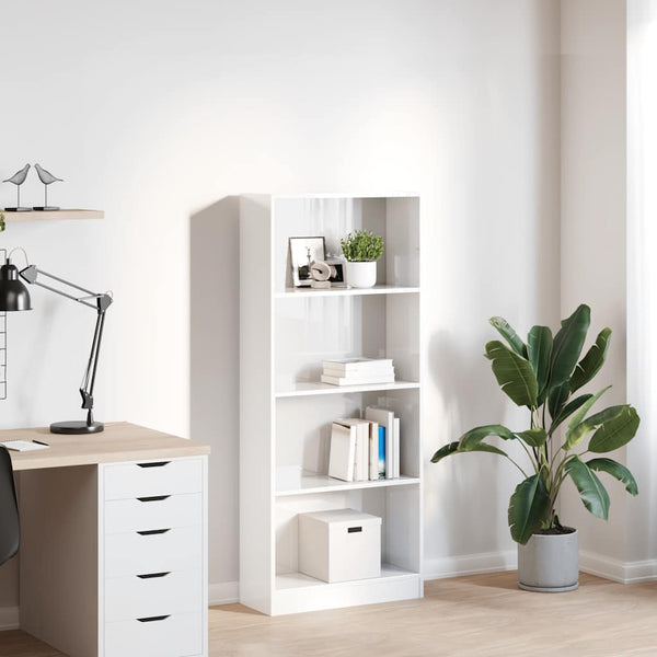 Valkoinen kirjahylly Ciuncan 60x24x143cm (korkeakiilto, puinen)