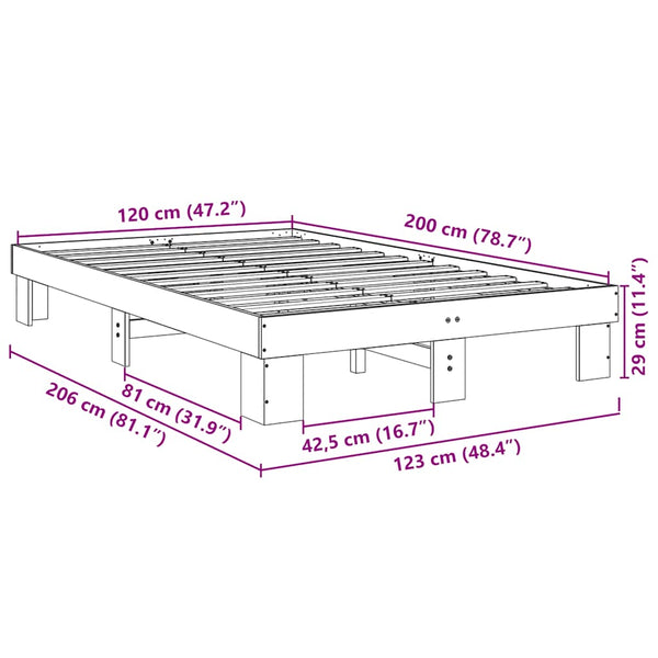 Sängynrunko ilman patjaa Elorian 120x200cm (massiivipuutammea)
