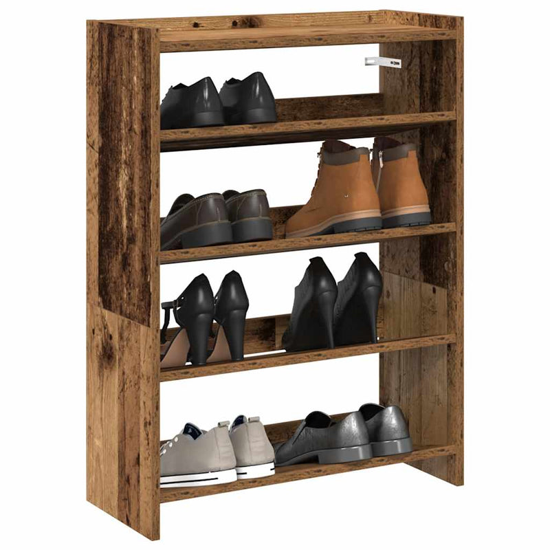 Kenkäteline vanhaa puuta 60x25x81 cm lastulevy