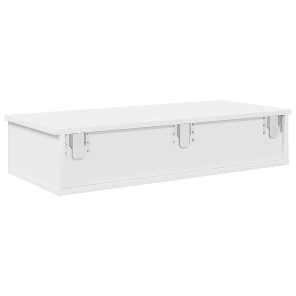 Valkoinen seinähylly laatikoilla Muedet 80x34x17cm (puinen)